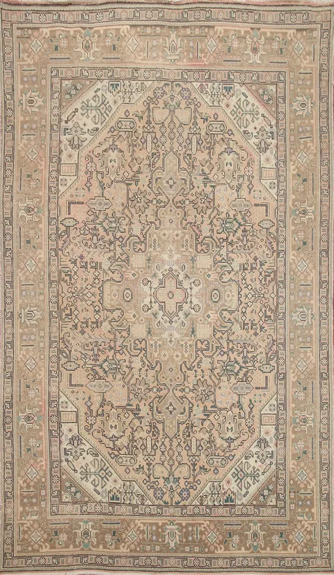 Geometric Wool Tabriz Persian Area Rug 6x10