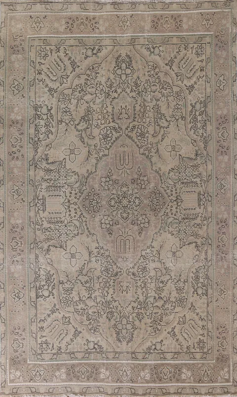 Distressed Wool Tabriz Persian Area Rug 7x10