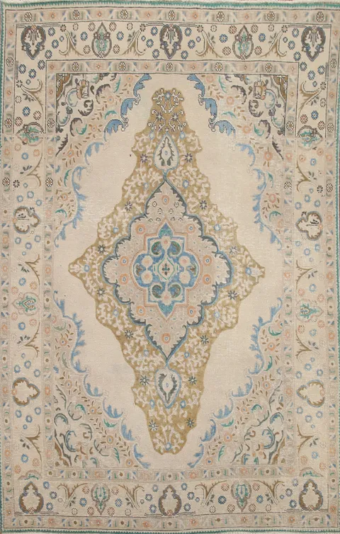 Vintage Wool Tabriz Persian Area Rug 7x9
