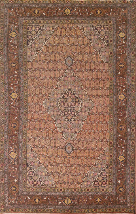 Vintage Geometric Ardebil Persian Area Rug 7x9