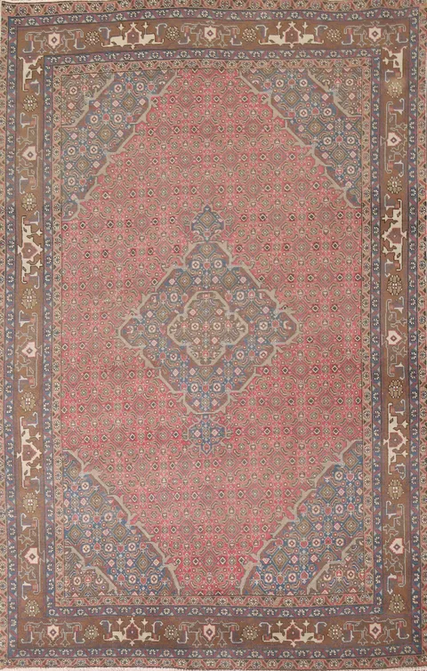 Pink Geometric Ardebil Persian Area Rug 7x10
