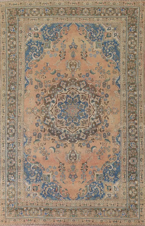 Handmade Wool Mashad Persian Area Rug 6x9