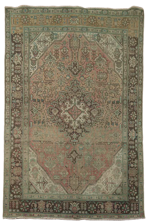 Faded Muted Pink Distressed Tabriz Persian Area Rug 6x10 ft