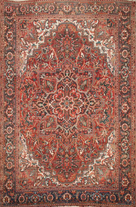 Floral Red Heriz Persian Area Rug 7x10