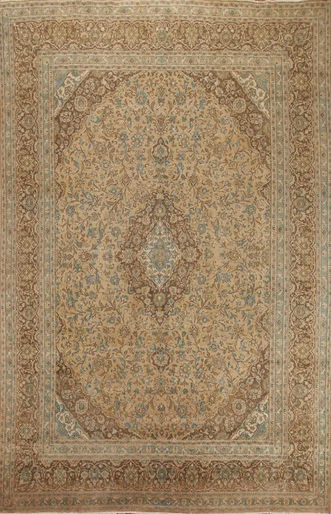 Handmade Floral Kashan Persian Area Rug 9x13