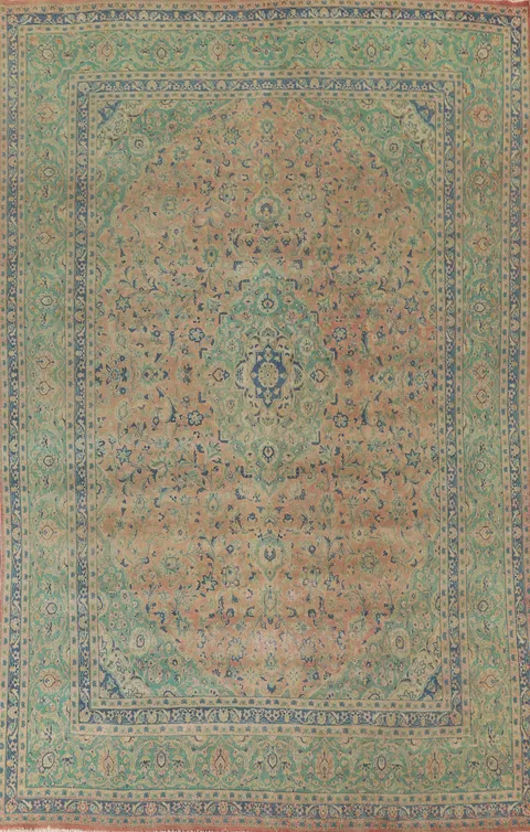 Handmade Floral Kashan Persian Area Rug 9x13
