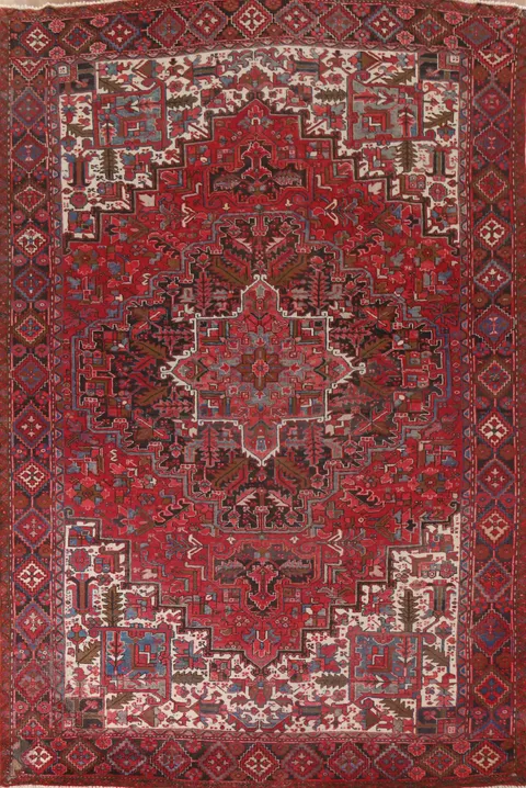 Geometric Wool Heriz Persian Area Rug 10x13