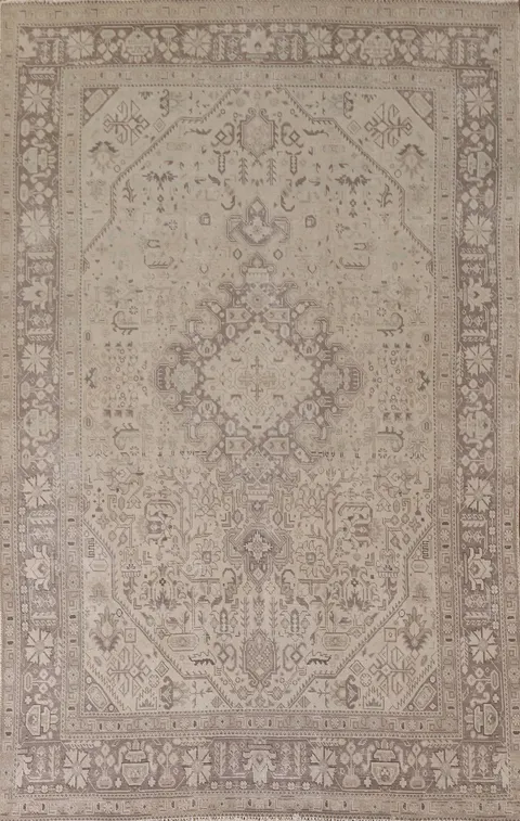 Geometric Wool Tabriz Persian Area Rug 6x9