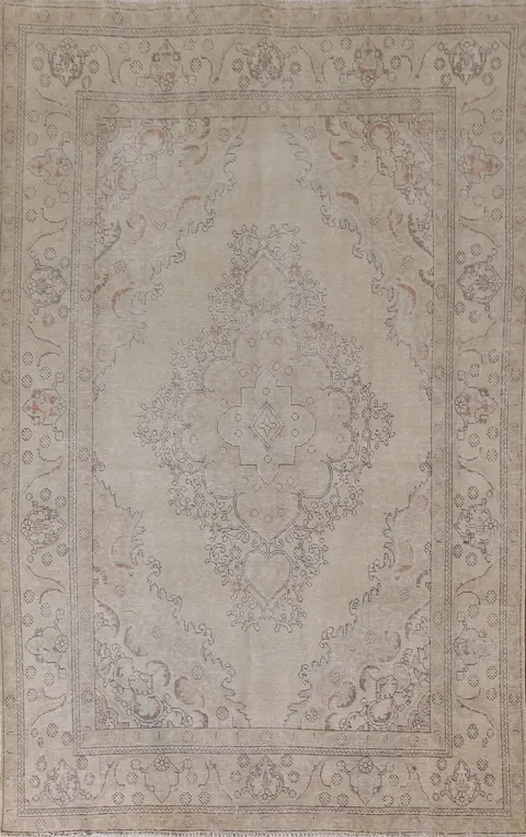 Distressed Wool Tabriz Persian Area Rug 7x10