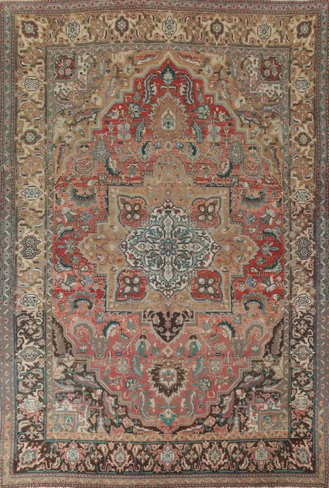 Distressed Wool Heriz Serapi Persian Area Rug 8x11