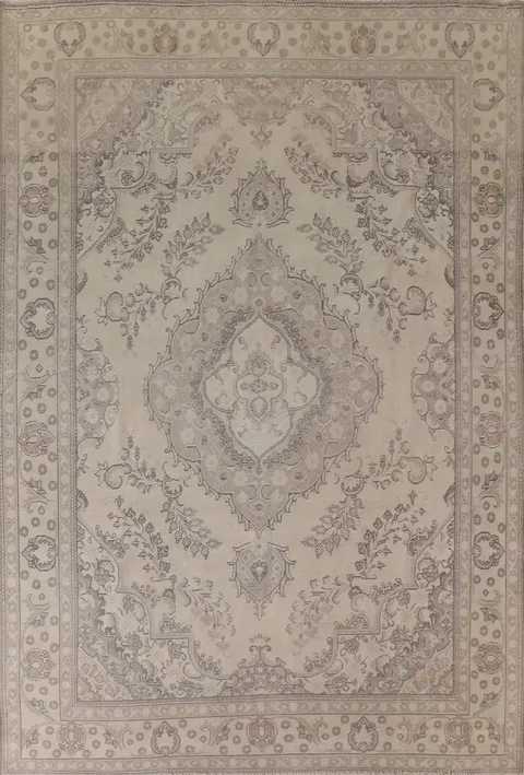 Distressed Wool Tabriz Persian Area Rug 10x12