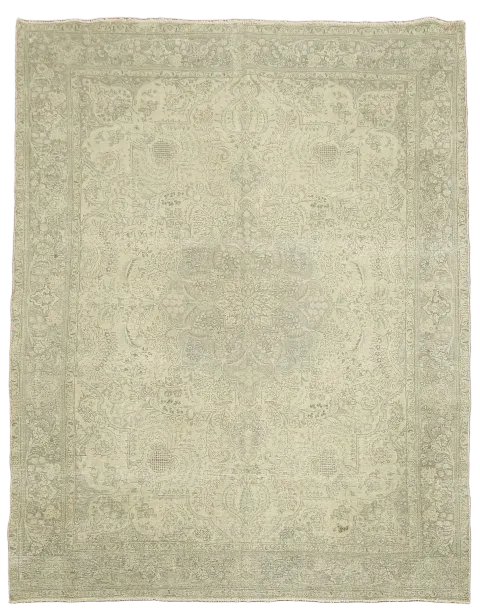 Vintage Muted Color Distressed Tabriz Persian Area Rug 10x12
