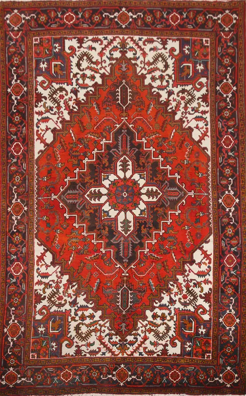 Vegetable Dye Red Heriz Persian Area Rug 7x10