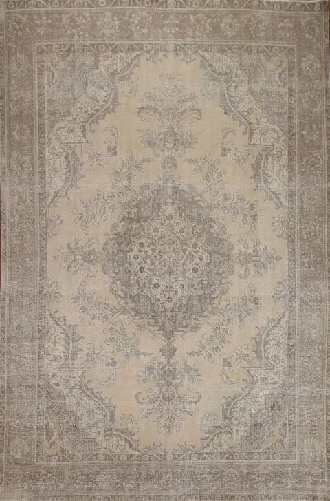 Distressed Wool Tabriz Persian Area Rug 10x13