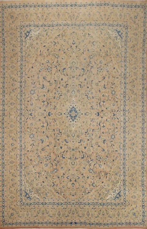 Floral Wool Mashad Persian Area Rug 10x12