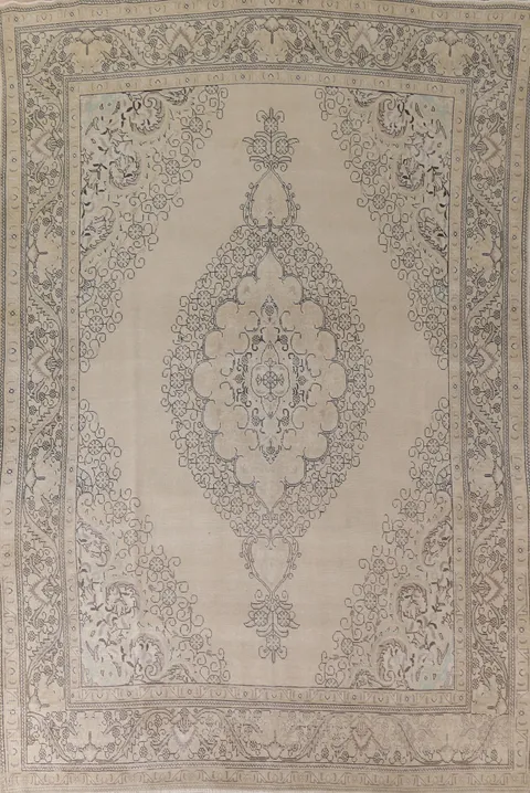 Distressed Wool Tabriz Persian Area Rug 9x12