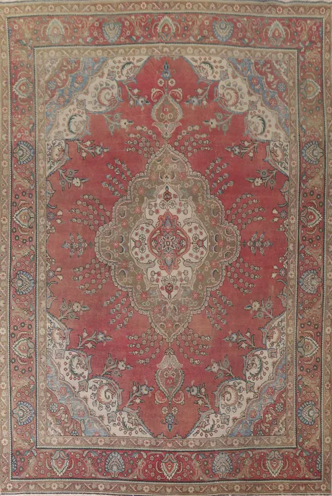 Vintage Wool Tabriz Persian Area Rug 10x13