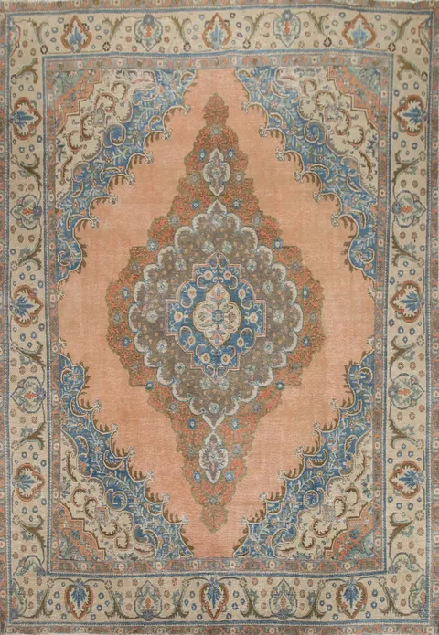 Vintage Wool Tabriz Persian Area Rug 10x12