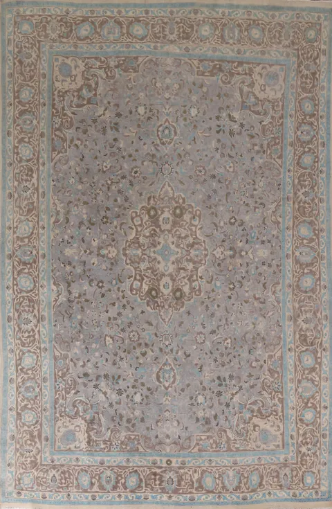 Distressed Gray Tabriz Persian Area Rug 9x13