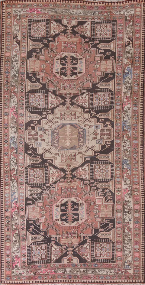 Geometric Wool Meshkin Persian Area Rug 5x9