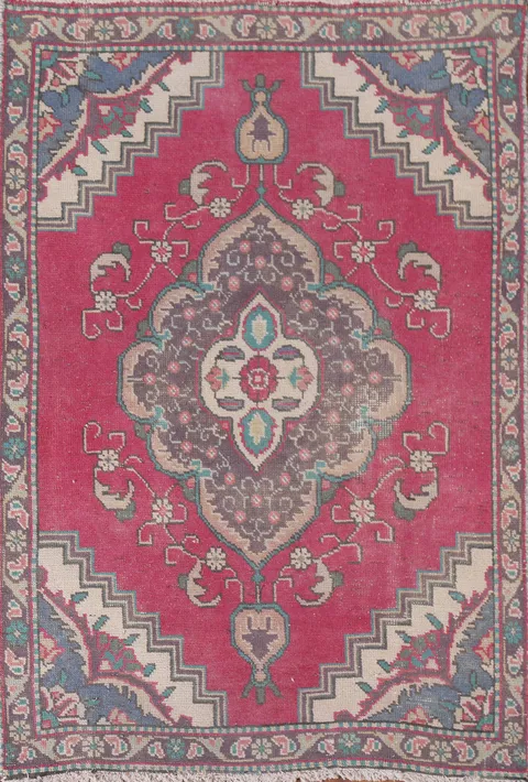 Vintage Geometric Tabriz Persian Rug 3x5