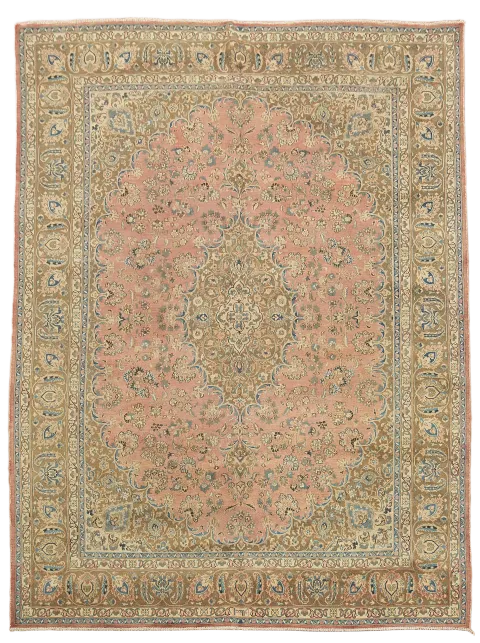 Pink Floral Mashad Persian Area Rug 10x13