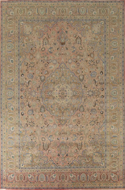 Floral Wool Mashad Persian Area Rug 10x13