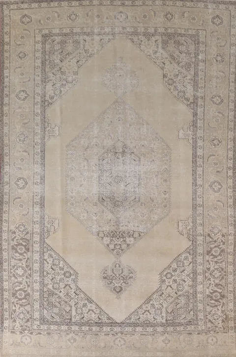 Distressed Wool Mashad Persian Area Rug 8x11