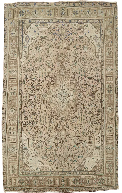 Geometric Wool Tabriz Persian Area Rug 6x9