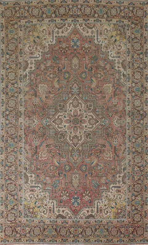 Geometric Pink Tabriz Persian Area Rug 6x10