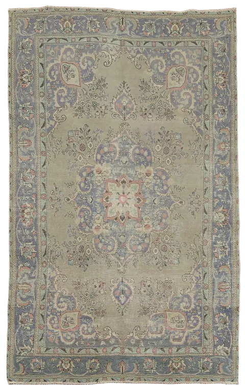 Distressed Vintage Persian Rug with Intricate Floral Patterns and Soft Pastels 6x10 ft
