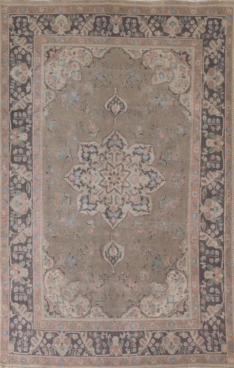 Distressed Wool Tabriz Persian Area Rug 7x10