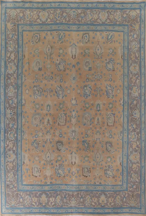 All-Over Distressed Tabriz Persian Area Rug 10x13