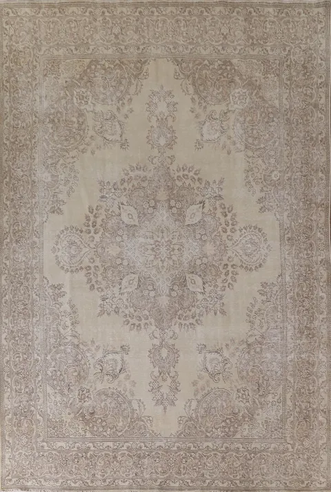 Distressed Wool Tabriz Persian Area Rug 9x13