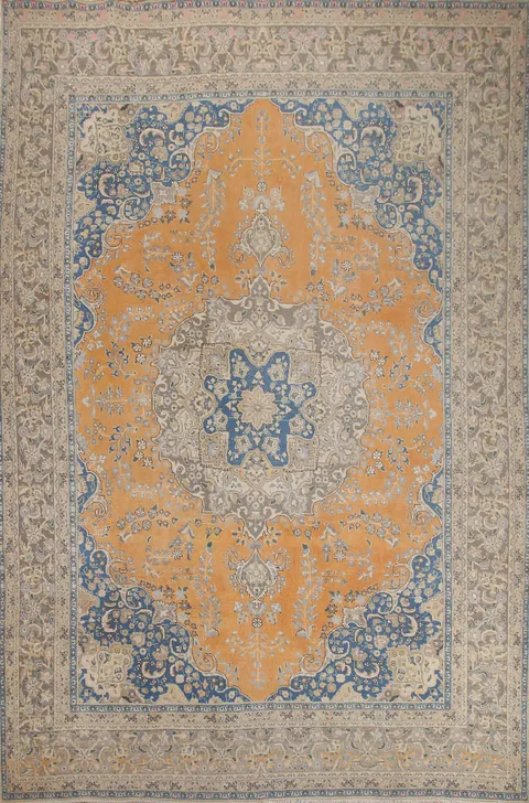 Vintage Floral Mashad Persian Area Rug 9x12