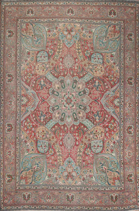 Vintage Floral Tabriz Persian Area Rug 10x13
