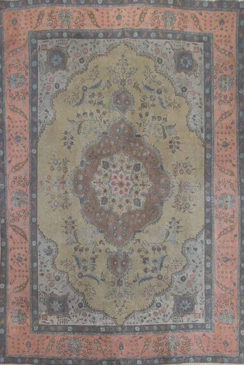 Handmade Green Tabriz Persian Area Rug 9x12