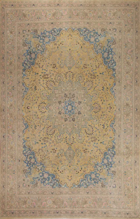Handmade Floral Mashad Persian Area Rug 10x13