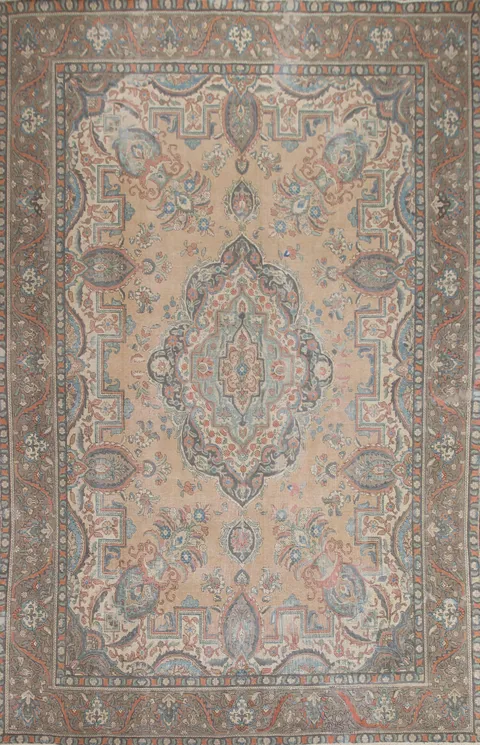 Distressed Wool Tabriz Persian Area Rug 10x13