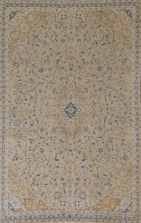 Floral Wool Mashad Persian Area Rug 7x10