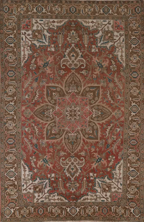 Handmade Wool Heriz Persian Area Rug 6x9