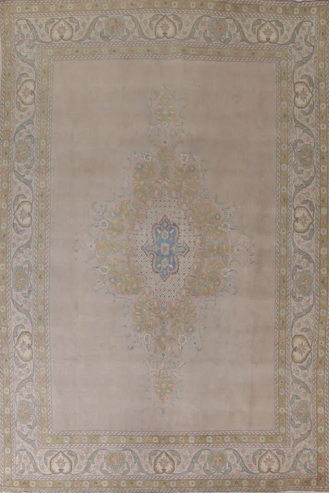 Distressed Wool Tabriz Persian Area Rug 10x13
