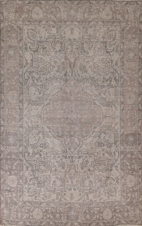Distressed Wool Tabriz Persian Area Rug 6x9