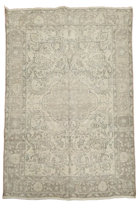 Distressed Wool Tabriz Persian Area Rug 6x9