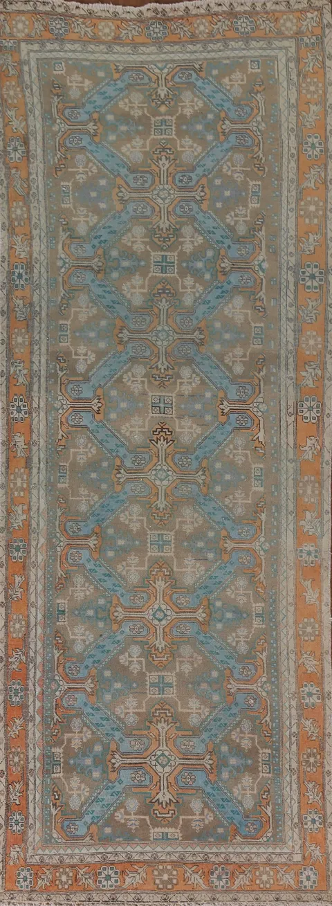 All-Over Wool Heriz Persian Runner Rug 3x11