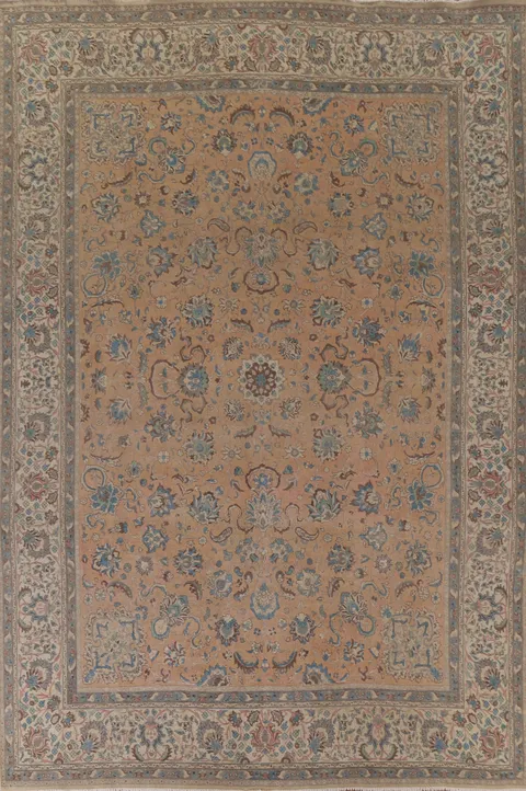 All-Over Floral Tabriz Persian Area Rug 10x13
