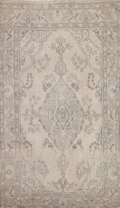 Distressed Wool Tabriz Persian Area Rug 6x10