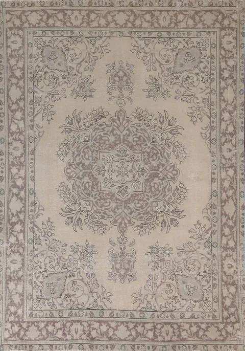 Distressed Wool Tabriz Persian Area Rug 7x9