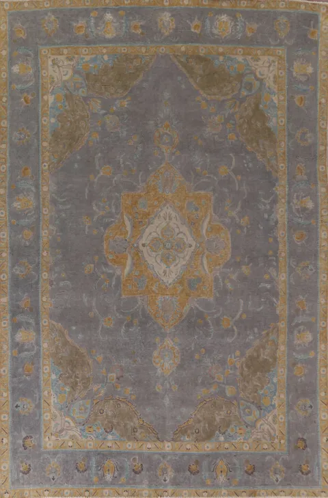 Distressed Over-Dyed Tabriz Persian Area Rug 9x13