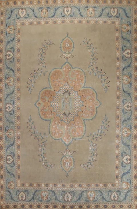 Vintage Wool Tabriz Persian Area Rug 10x13